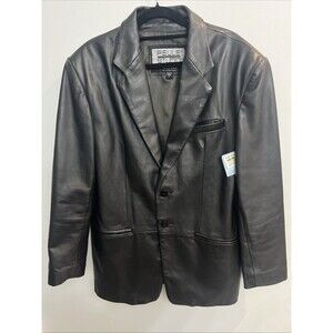 Pele studio Wilson’s men’s Leather blazer jacket Leg Black City Classic